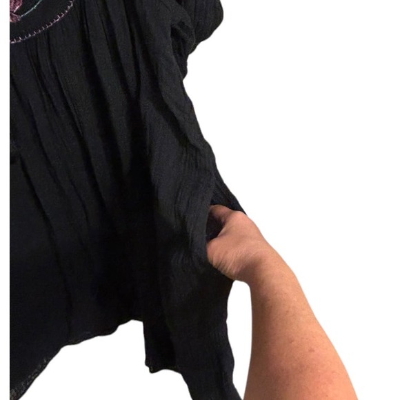 Free People Rosa Linda Embroidered Mini Dress Babydoll Black Combo NEW Medium - Picture 6 of 8
